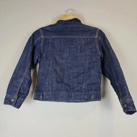 Gap Kids Denim Jacket Shearling Collar Medium - Picture 2 of 9